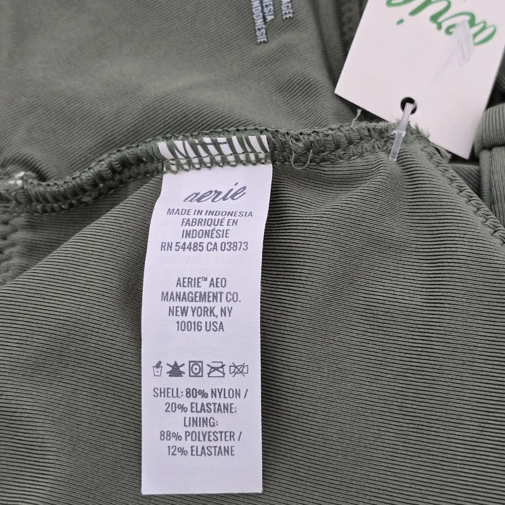 Aerie Olive Green Wide Strap Scoop Bikini Swim Top Size Medium